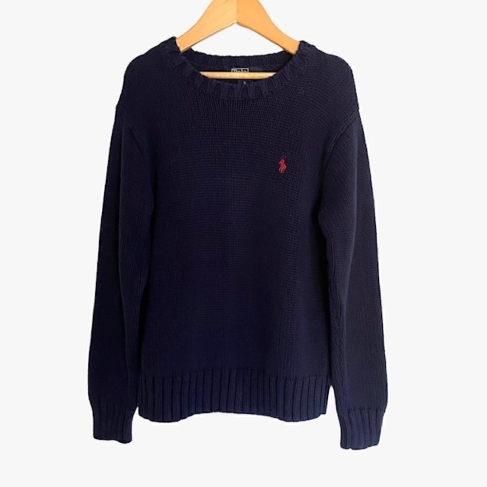 Polo by Ralph Lauren Navy Pony Logo Pullover Sweater Small